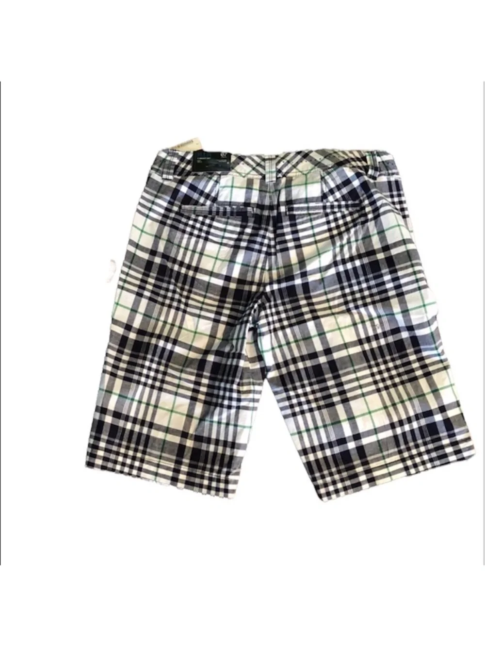 NWT Smart Set plaid print navy white green golf athleisure Bermuda short size 7 - Picture 6 of 15